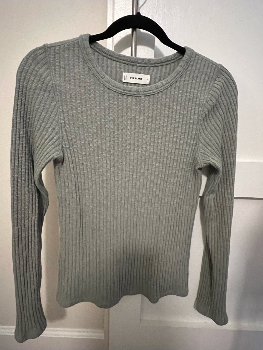 Everlane Sage Green Ribbed Long Sleeve Top